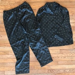 NWOT black silk-like pajama set long-sleeve